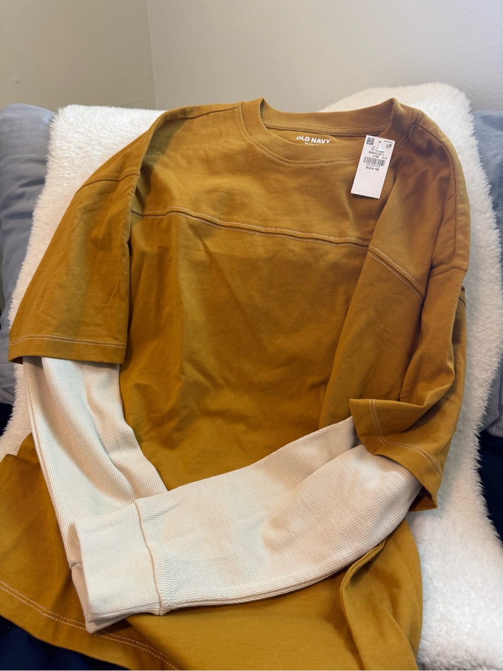 Old Navy Mustard Crewneck Tee with Contrast Stitching
